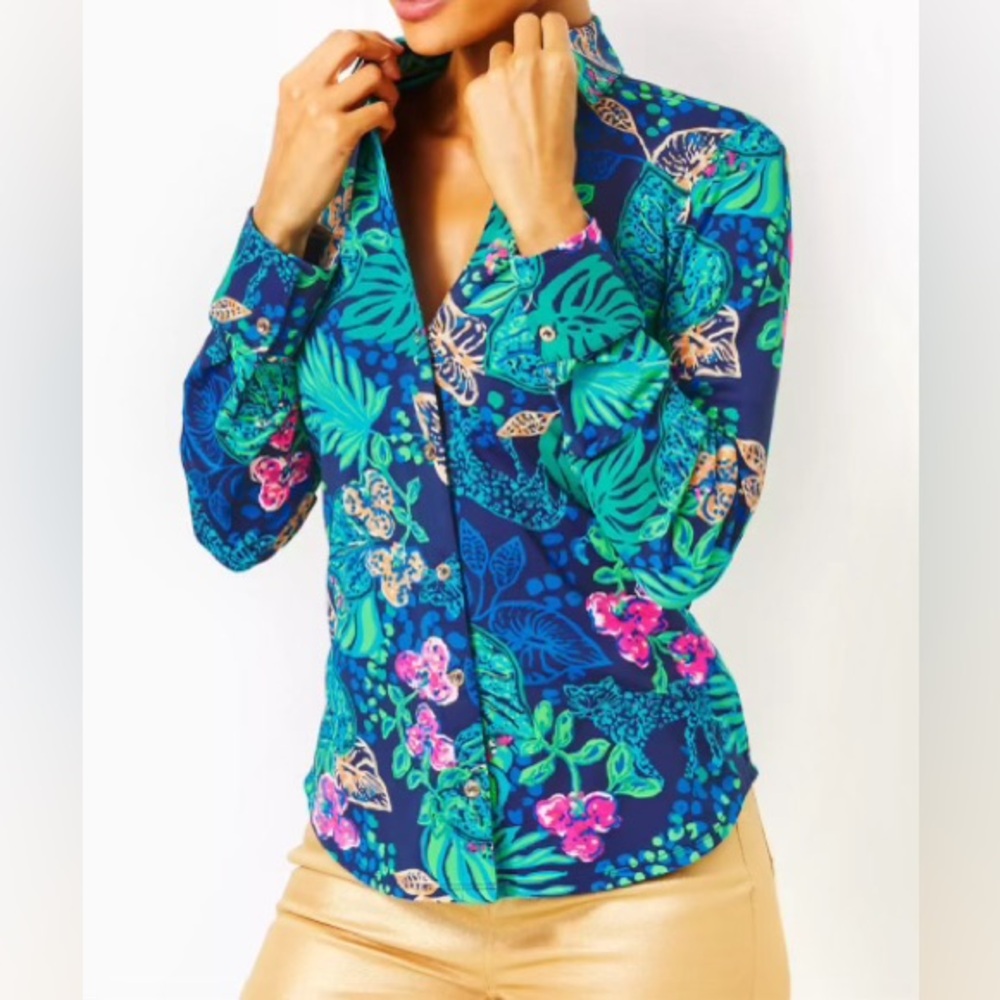 Lilly Pulitzer, NWT, XL, Marlena UPF 50 button down